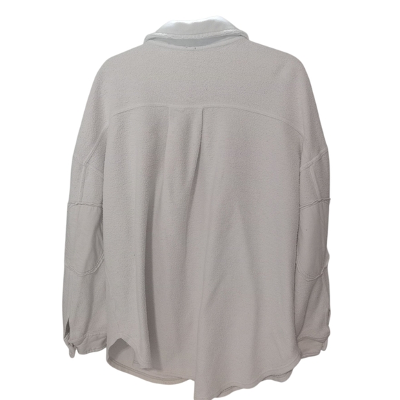 Free People Ruby Jacket White Button-Up Shacket Oversized Distressed Large - Picture 4 of 11